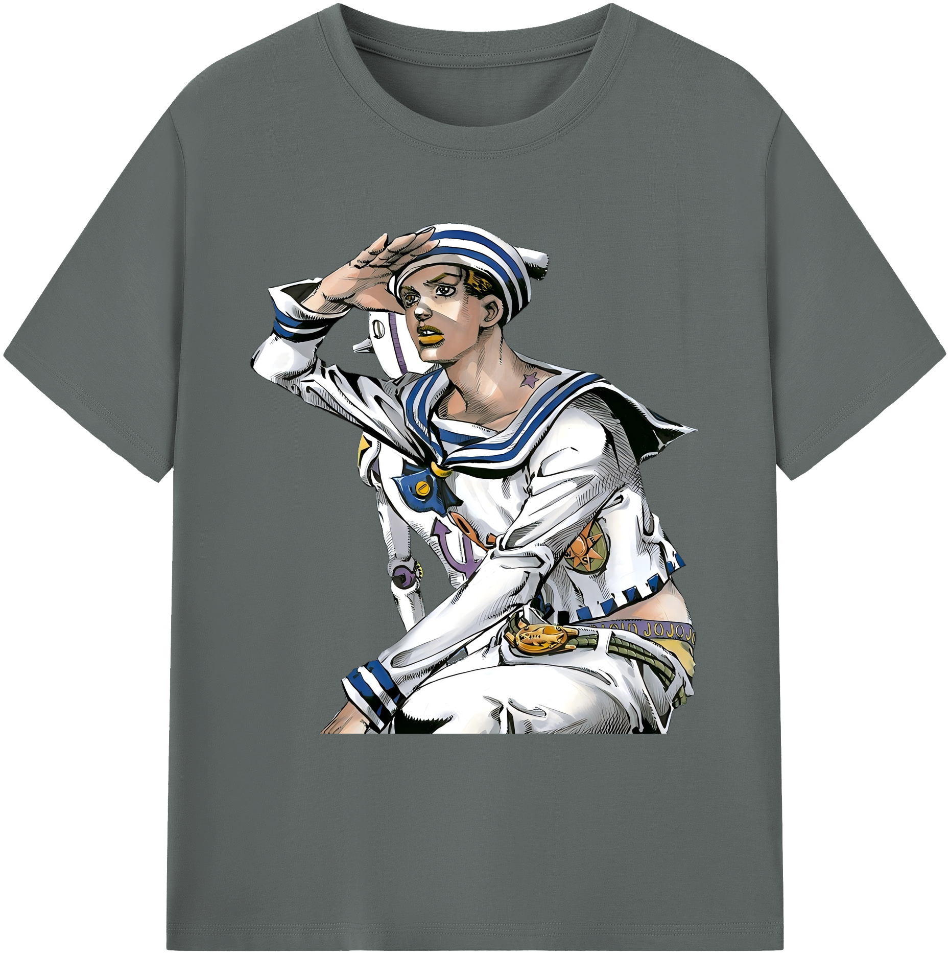 （画像用） ジョジョの奇妙な冒険 東方定助 JoJo's Bizarre Adventure Higashikata Josuke 綿100％ メンズ半袖Tシャツ｜肌触りやわらか＆通気性